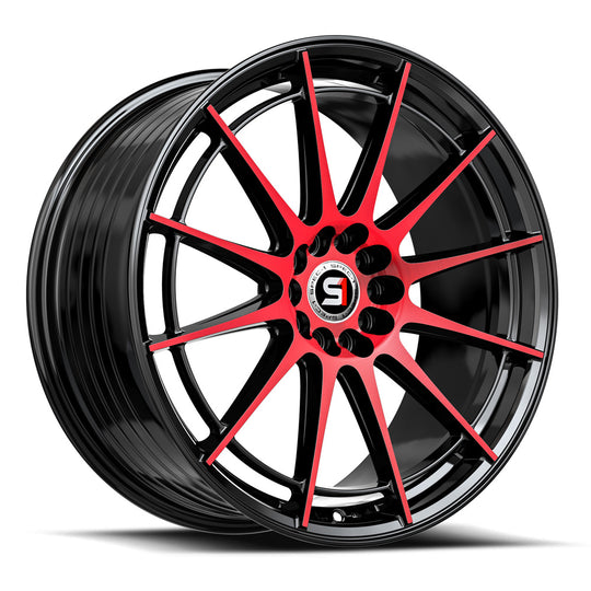 SP-641783642BMR - Spec-1 SP-64 17X8 5X112 / 5X114.3 42mm Gloss Black & Red Machined - Spec-1 Wheels Canada
