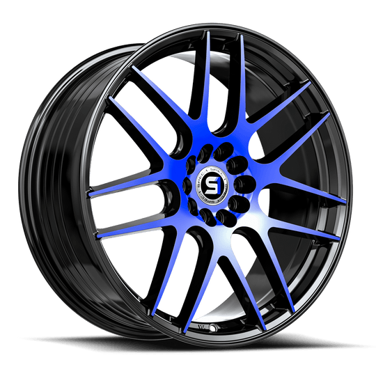 SP-6520852338GBBLM - Spec-1 SP-65 20X8.5 5X100 38mm Gloss Black & Blue Machined - Spec-1 Wheels Canada