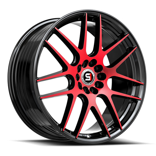 SP-651882334BMR - Spec-1 SP-65 18X8 5X114.3 / 5X100 34mm Gloss Black & Red Machined - Spec-1 Wheels Canada