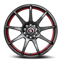 Load image into Gallery viewer, SP-671773242GBRL - Spec-1 SP-67 17X7 5X108 42mm Gloss Black &amp; Red Line - Spec-1 Wheels Canada