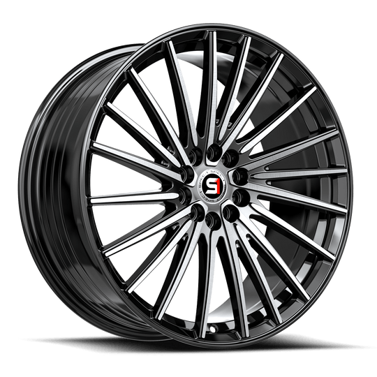 SP-681883638BM - Spec-1 SP-68 18X8 5X112 38mm Gloss Black & Machined - Spec-1 Wheels Canada