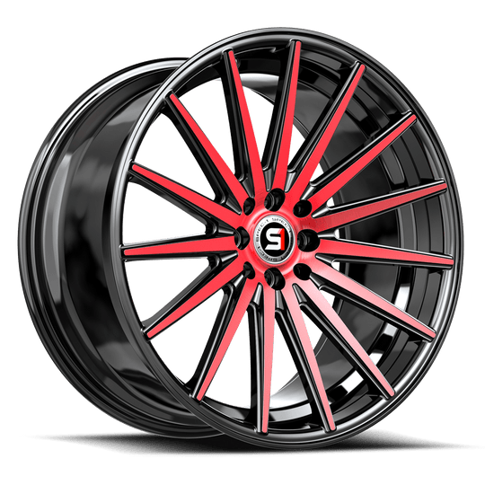 SP-6919852338BMR - Spec-1 SP-69 19X8.5 5X100 38mm Gloss Black & Red Machined - Spec-1 Wheels Canada