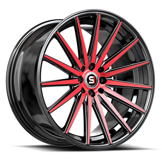SP-691883638BMR - Spec-1 SP-69 18X8 5X114.3 / 5X112 38mm Gloss Black & Red Machined - Spec-1 Wheels Canada