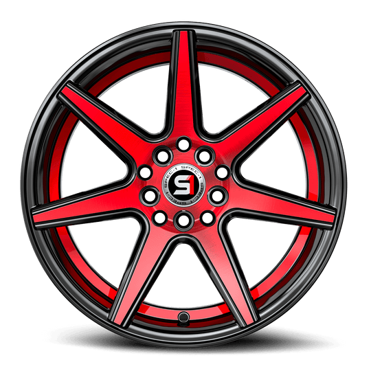 SP-731883538BMRU - Spec-1 SP-73 18X8 5X110 38mm Gloss Black Red Machined & Undercut - Spec-1 Wheels Canada