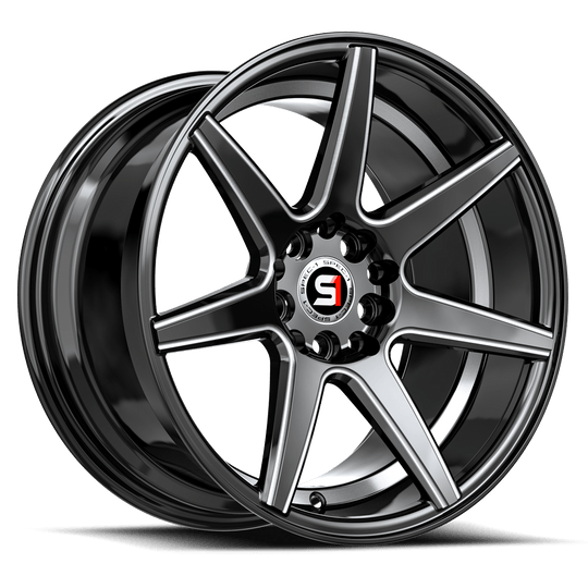 SP-731882338GBMU - Spec-1 SP-73 18X8 5X100 38mm Gloss Black Milled & Undercut - Spec-1 Wheels Canada