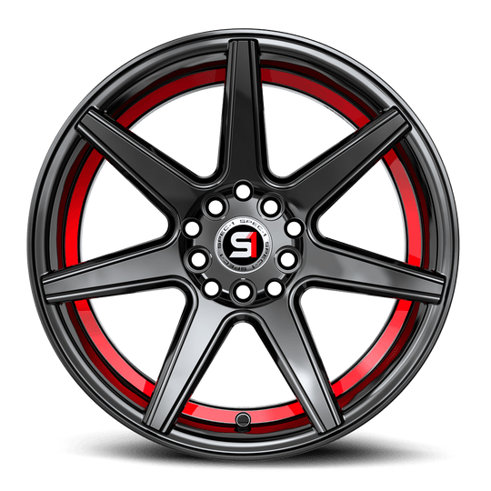 SP-7317753542GBRU - Spec-1 SP-73 17X7.5 5X110 42mm Gloss Black & Red Undercut - Spec-1 Wheels Canada