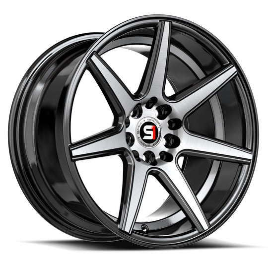 SP-731775942BMU - Spec-1 SP-73 17X7.5 4X100 / 4X114.3 42mm Gloss Black & Machined & Undercut - Spec-1 Wheels Canada