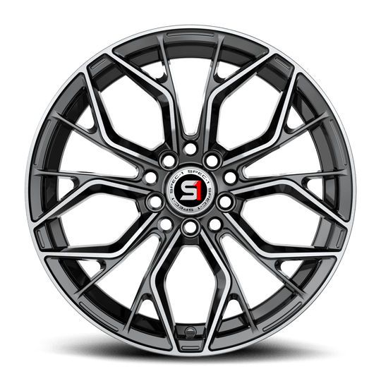 SP-76146920BM - Spec-1 SP-76 14X6 4X100 20mm Gloss Black & Machined - Spec-1 Wheels Canada