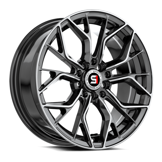 SP-76146920BM - Spec-1 SP-76 14X6 4X100 20mm Gloss Black & Machined - Spec-1 Wheels Canada