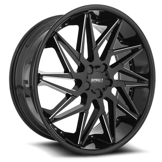 SPL00324104040GBML - Spec-1 SPL-003 24X10 Blank 5X 40mm Gloss Black & Milled - Spec-1 Wheels Canada
