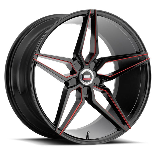 SPM8122904015GBRL - Spec-1 SPM-81 22X9 Blank 5X 15mm Gloss Black & Red Machined - Spec-1 Wheels Canada