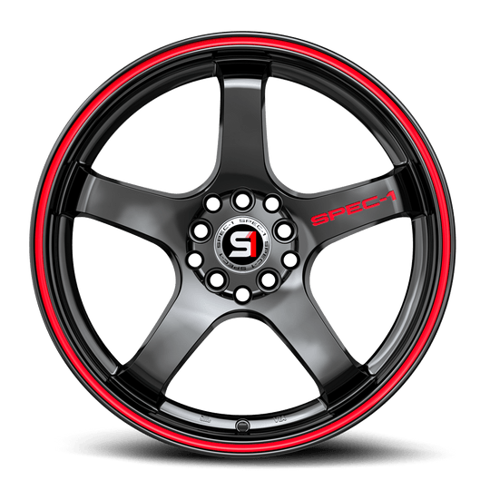 SPT-3118853838GBRL - Spec-1 SPT-31 18X8.5 5X114.3 38mm Gloss Black & Red Line - Spec-1 Wheels Canada