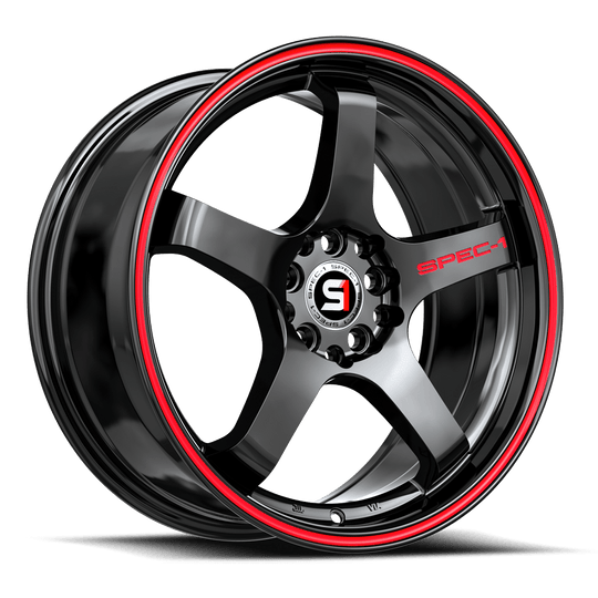 SPT-3118853638GBRL - Spec-1 SPT-31 18X8.5 5X112 38mm Gloss Black & Red Line - Spec-1 Wheels Canada