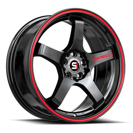 SPT-311995BL25GBRL - Spec-1 SPT-31 19X9.5 Blank 4X/5X 25mm Gloss Black & Red Line - Spec-1 Wheels Canada