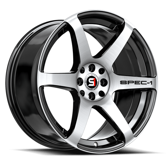 SPT-321783242BM - Spec-1 SPT-32 17X8 5X108 42mm Gloss Black & Machined - Spec-1 Wheels Canada