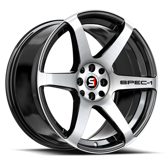 SPT-321783542BM - Spec-1 SPT-32 17X8 5X114.3 / 5X110 42mm Gloss Black & Machined - Spec-1 Wheels Canada
