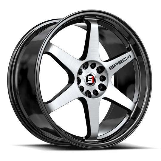 SPT-331782338BM - Spec-1 SPT-33 17X8 5X100 38mm Gloss Black & Machined - Spec-1 Wheels Canada
