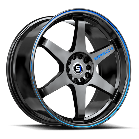 SPT-331985BL38GBBL - Spec-1 SPT-33 19X8.5 Blank 4X/5X 38mm Gloss Black & Blue Line - Spec-1 Wheels Canada