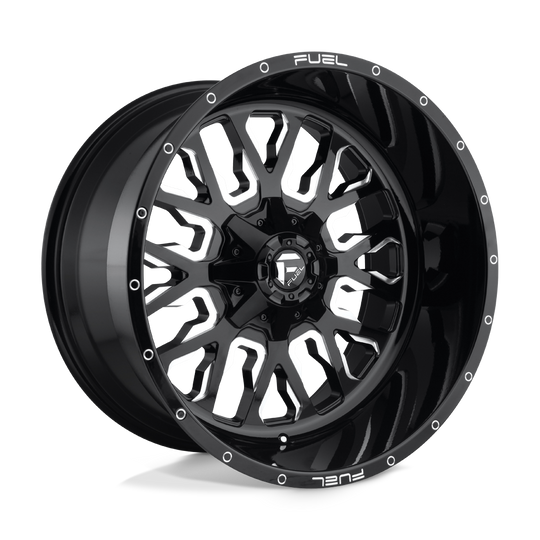 D61120209847 - Fuel Off-Road D611 Stroke 20X12 6X135 6X139.7 -43 mm Gloss Black Milled - Fuel Off-Road Wheels Canada