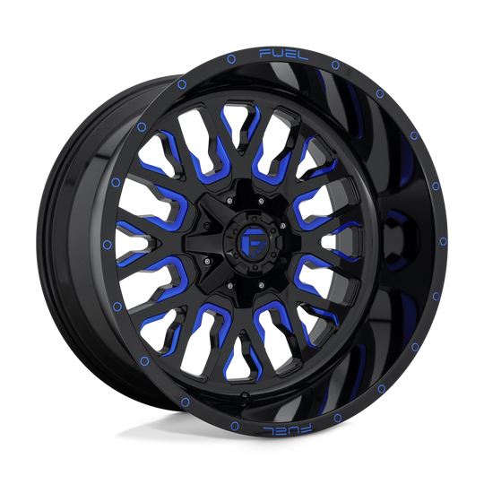 D64522208247 - Fuel Off-Road D645 Stroke 22X12 8X165.1 -44 mm Gloss Black Blue Tinted Clear - Fuel Off-Road Wheels Canada