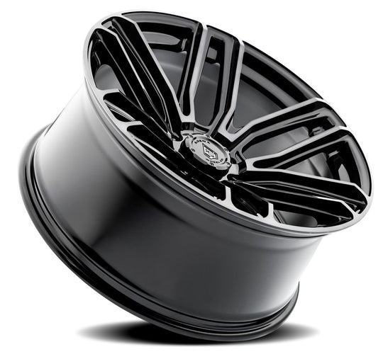 A111220084N01810 - Arena Supreme 22X10 6X139.7 -18mm Glossy Black Brushed Ddt Face Clear - Arena Wheels Canada