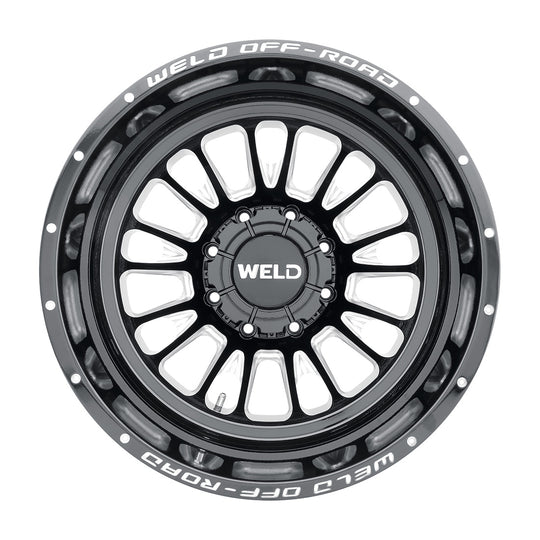 W12108292N31 - WELD Off-Road Scorch Dually Rear 20X8.25 8X200 -202mm Gloss Black Milled - WELD Off-Road Wheels Canada
