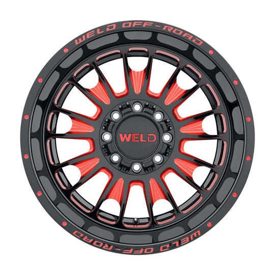 W12100018476 - WELD Off-Road Scorch 20X10 8X180 -18mm Gloss Black Milled - WELD Off-Road Wheels Canada