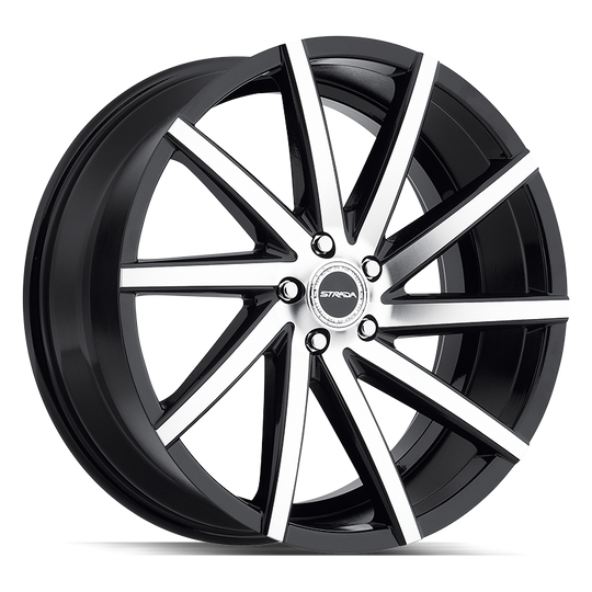 S41452025GBM - Strada S41 Sega 24X9 5x120 25mm Gloss Black Machined - Strada Wheels Canada
