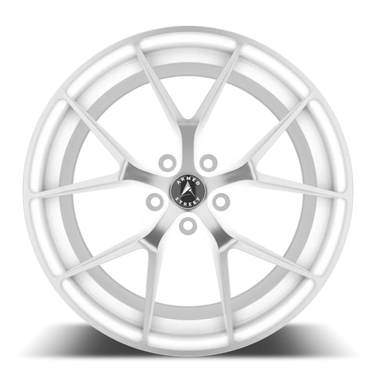 B164-2295-25-115 - Armed Street Sniper 22X9.5 5X127 ET 32mm Gloss White Machined - Armed Street Wheels Canada