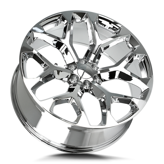 R176-063924 - Strada OE Replica R176 Snowflake 20X9 6X139.7 24mm Chrome - Strada OE Replica Wheels Canada