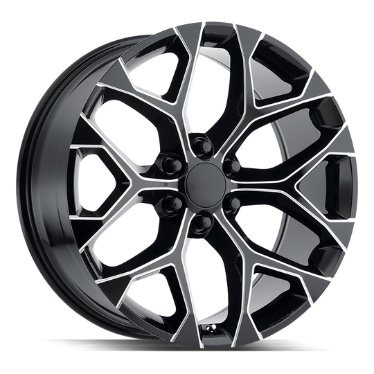 R176-263931GBML - Strada OE Replica R176 Snowflake 22X9 6x139.7 31mm Gloss Black Milled - Strada OE Replica Wheels Canada