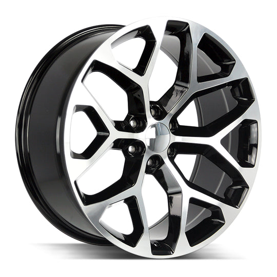 R176-263931GBM - Strada OE Replica R176 Snowflake 22X9 6x139.7 31mm Gloss Black Machined - Strada OE Replica Wheels Canada