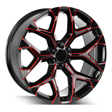 Charger l'image dans la galerie, R176-463931GBMLR - Strada OE Replica R176 Snowflake 24X10 6x139.7 31mm Gloss Black Candy Red Milled - Strada OE Replica Wheels Canada