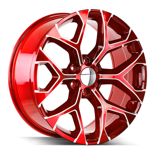 R176-463931RML - Strada OE Replica R176 Snowflake 24X10 6X139.7 31mm Candy Red Milled - Strada OE Replica Wheels Canada
