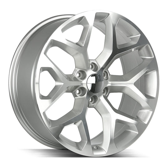 R176-463931SM - Strada OE Replica R176 Snowflake 24X10 6x139.7 31mm Silver Machined - Strada OE Replica Wheels Canada