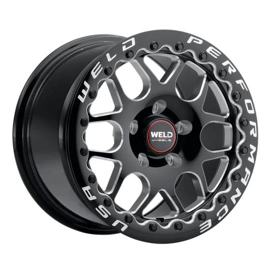 S91070073P23 - Weld Street Performance Solana Beadlock 17X10 5X127 ET 23mm Gloss Black Milled - Weld Street Performance Wheels Canada