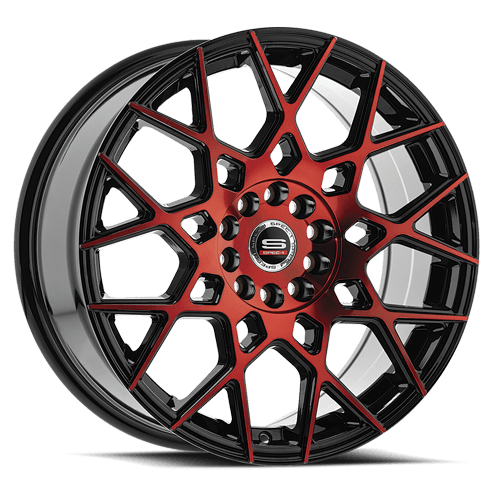 SP-5218802338BMR - Spec-1 Racing SP-52 18X8 5X100 ET 38MM Gloss Black & Red Machined - Spec-1 Racing Wheels Canada