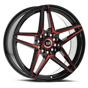 SP-5417753842BMR - Spec-1 Racing SP-54 17X7.5 5X114.3 ET 42MM Gloss Black & Red Machined - Spec-1 Racing Wheels Canada