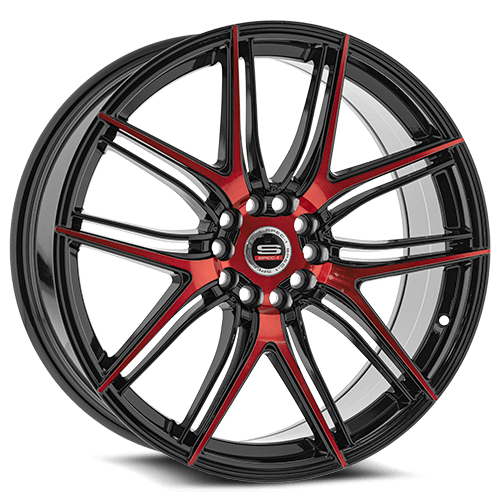 SP-5618802338BMR - Spec-1 Racing SP-56 18X8 5X100 ET 38MM Gloss Black & Red Machined - Spec-1 Racing Wheels Canada