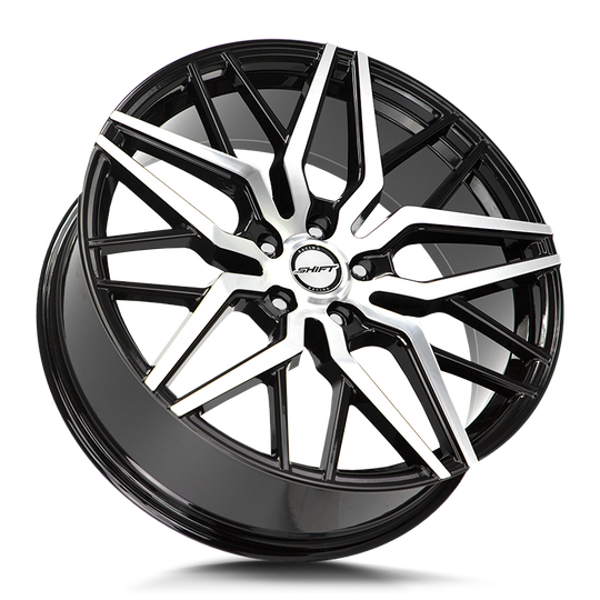 H33851435GBM - Shift H33 Spring 18X8 5x114.3 35mm Gloss Black Machined - Shift Wheels Canada