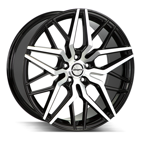 H33851435GBM - Shift H33 Spring 18X8 5x114.3 35mm Gloss Black Machined - Shift Wheels Canada