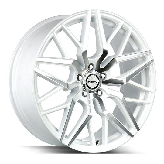 H33251435WM - Shift H33 Spring 22X9 5X114.3 35mm White Machined - Shift Wheels Canada