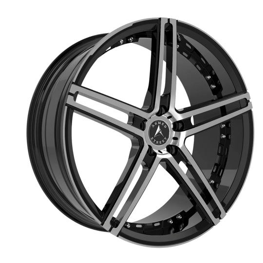 B171-1885-16-109 - Armed Street Stealth 18X8.5 5X114.3 ET 35mm Gloss Black Machined - Armed Street Wheels Canada