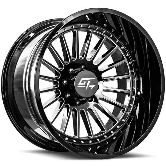 GT42010248170GBM - GT Offroad Strike 20X10 8X170 ET -24mm Gloss Black Milled - GT Offroad Wheels Canada