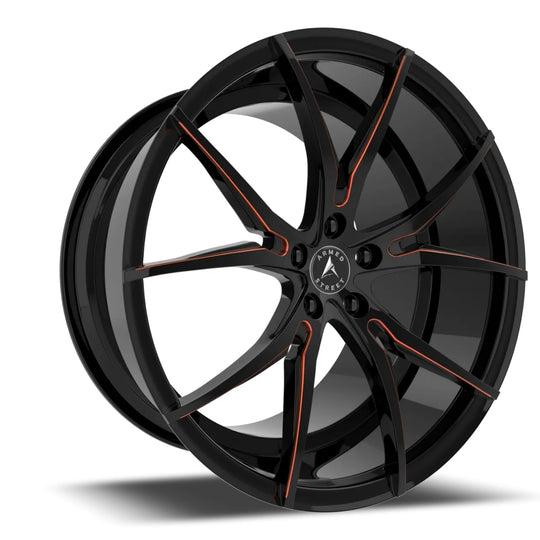 B181-2010-23-109 - Armed Street Strike 20X10 5X120 ET 35mm Gloss Black Red Milled - Armed Street Wheels Canada