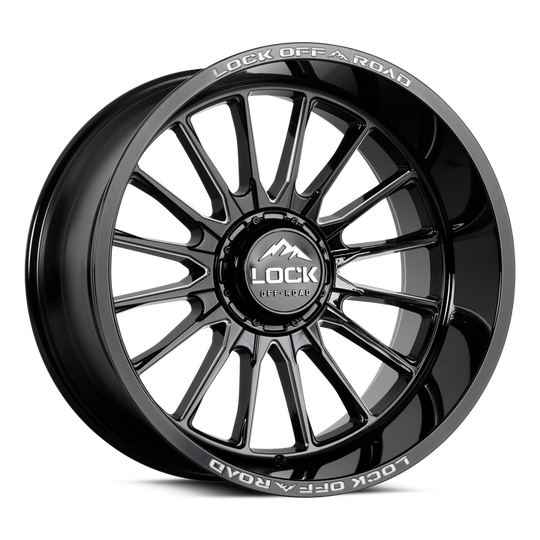 STRIKER-22188GBM - Lock Extreme Striker 22X10 8X180 ET -18mm Gloss Black Milling - Lock Extreme Wheels Canada