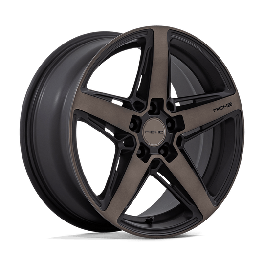 M271188080+30 - Niche M271 Teramo 18X8 5X100  30mm Matte Black With Double Dark Tint Face - Niche Wheels Canada