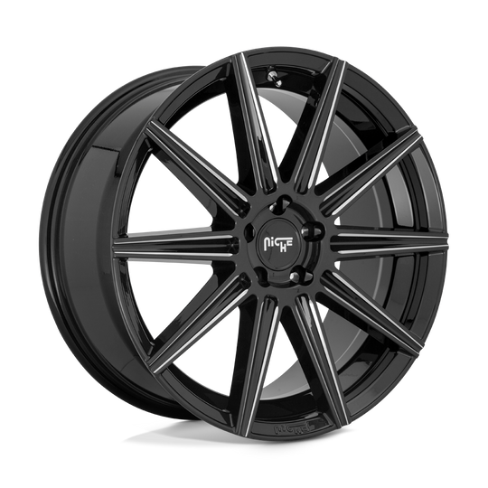 M243200543+27 - Niche M243 Tifosi 20X10.5 5X112  27mm Gloss Black Milled - Niche Wheels Canada