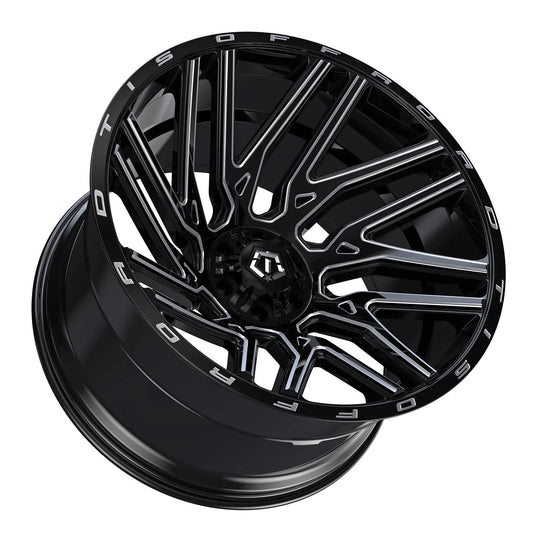 554BM-2105219 - TIS Offroad 554BM 20X10 5X139 / 5X150 ET -19mm Gloss Black with CNC Milled Accents - TIS Offroad Wheels Canada