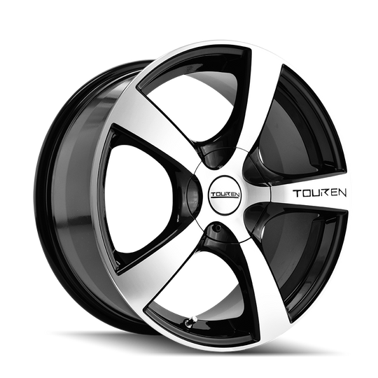 3190-6711M - Touren TR9 16X7 5X115/5X110 42mm Black And Machined Faced With Machined Lip - Touren Wheels Canada